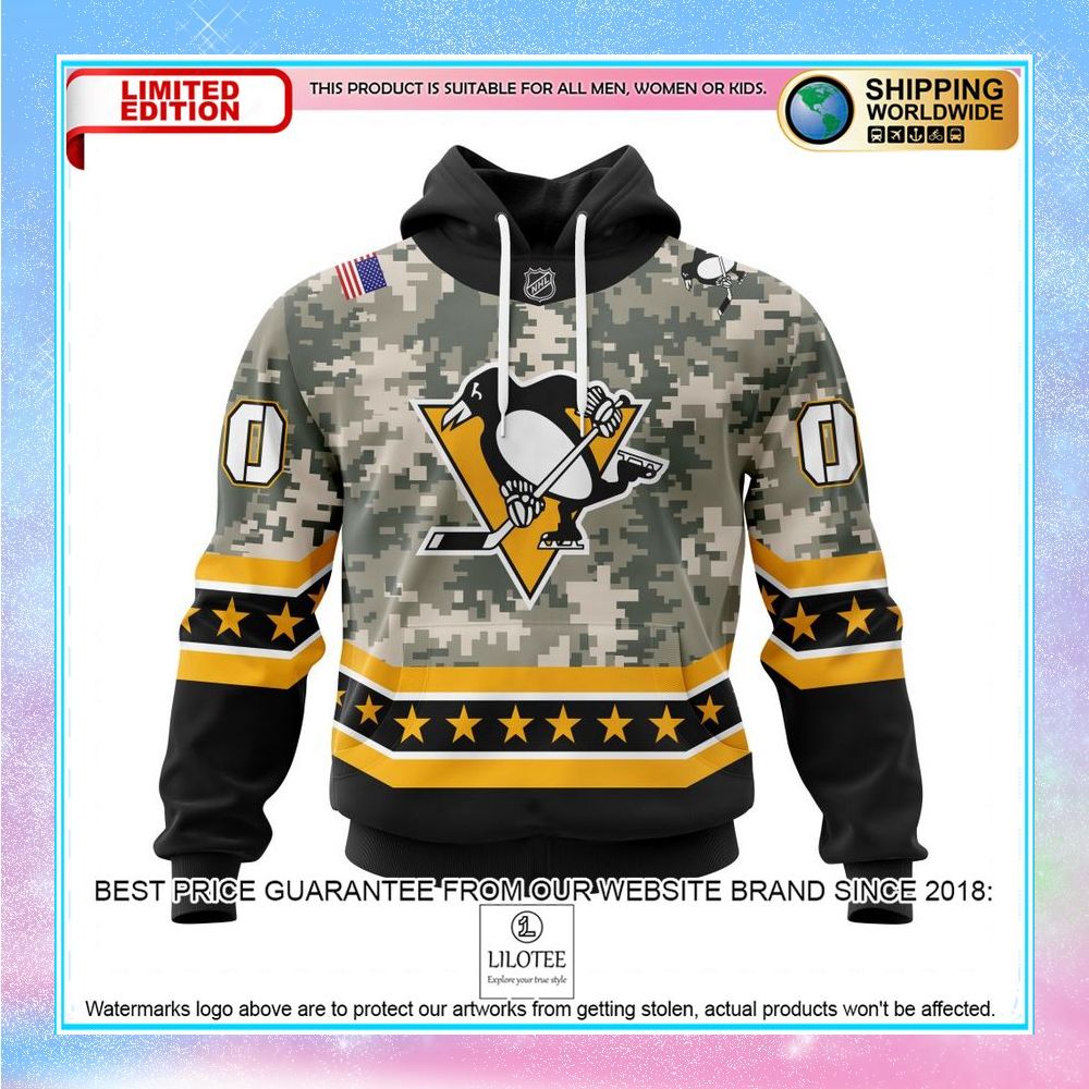 personalized nhl pittsburgh penguins honor military camo shirt hoodie 1 215