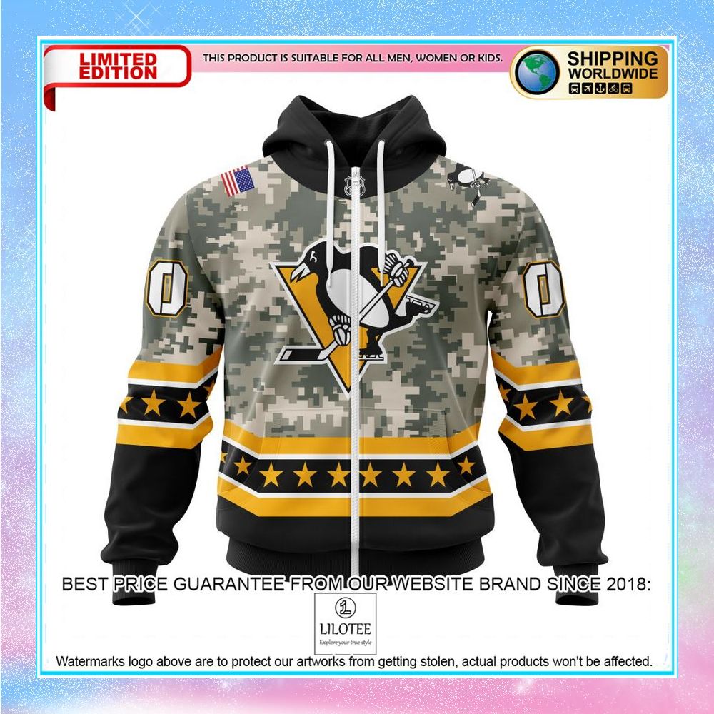 personalized nhl pittsburgh penguins honor military camo shirt hoodie 2 145
