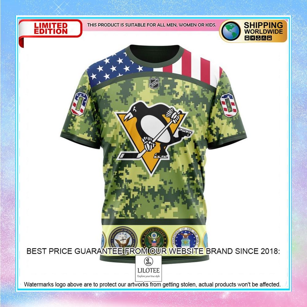 personalized nhl pittsburgh penguins honor military with camo shirt hoodie 8 32