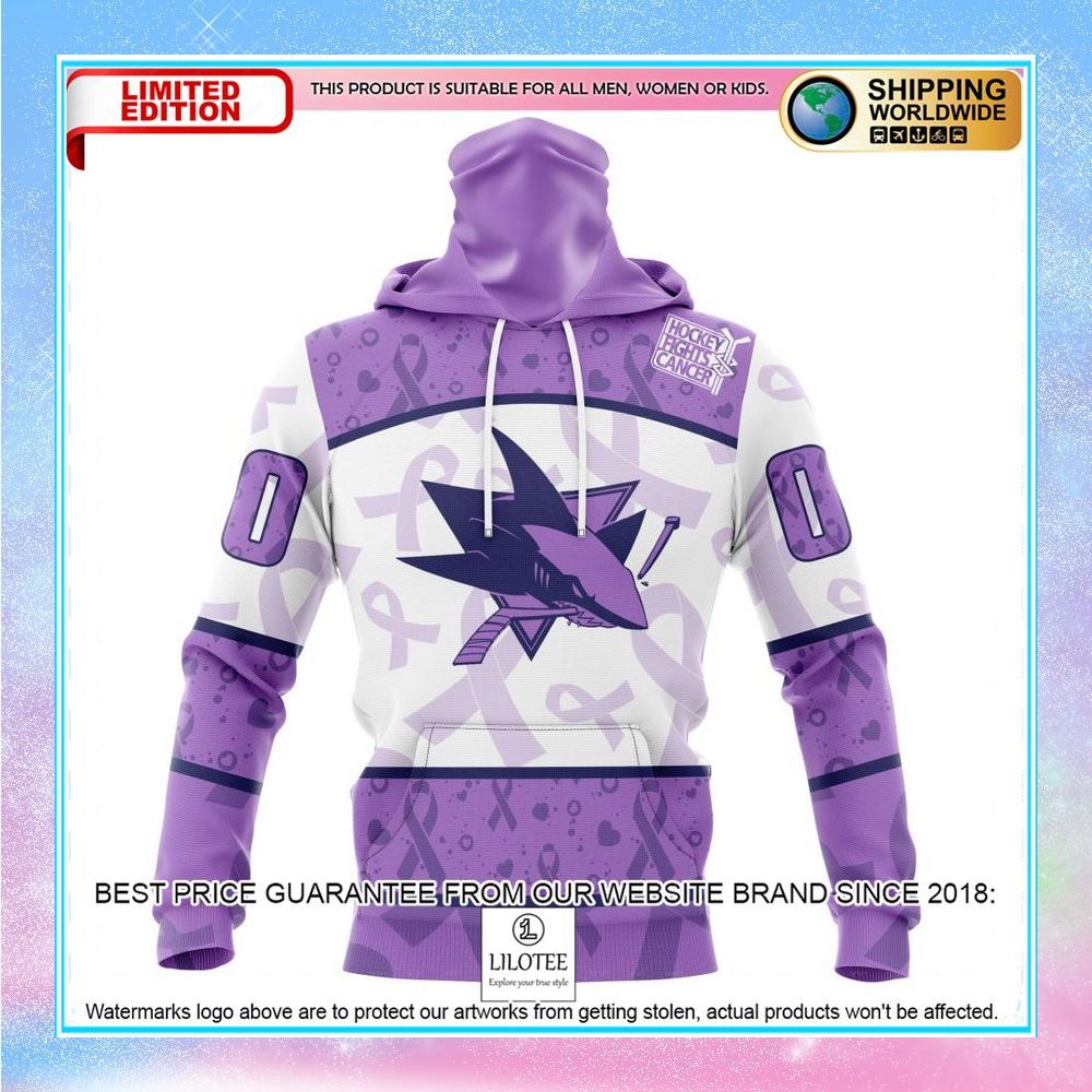personalized nhl san jose sharks lavender fight cancer shirt hoodie 4 907