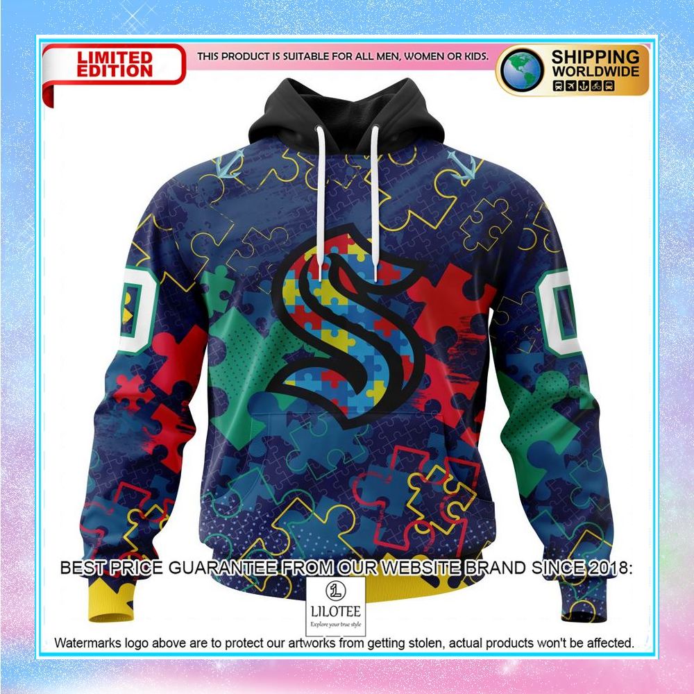 personalized nhl seattle kraken fearless aganst autism shirt hoodie 1 381