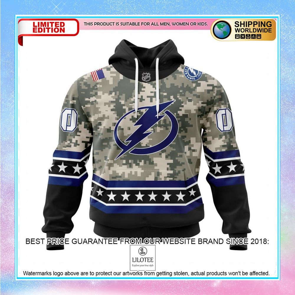 personalized nhl tampa bay lightning honor military with camo shirt hoodie 1 928