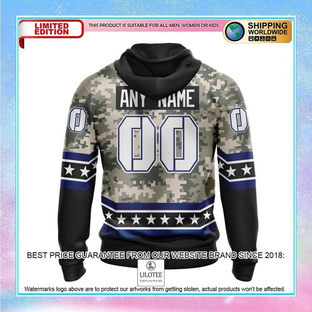 personalized nhl tampa bay lightning honor military with camo shirt hoodie 3 185