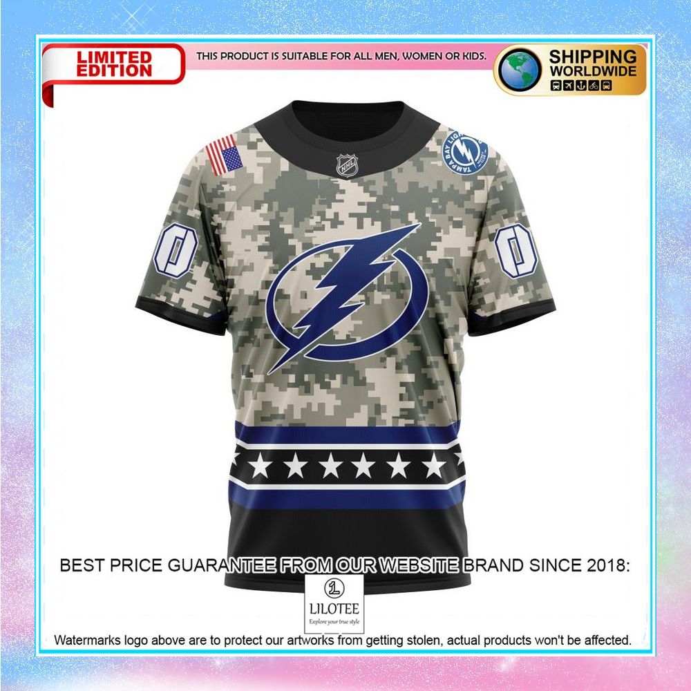 personalized nhl tampa bay lightning honor military with camo shirt hoodie 8 529