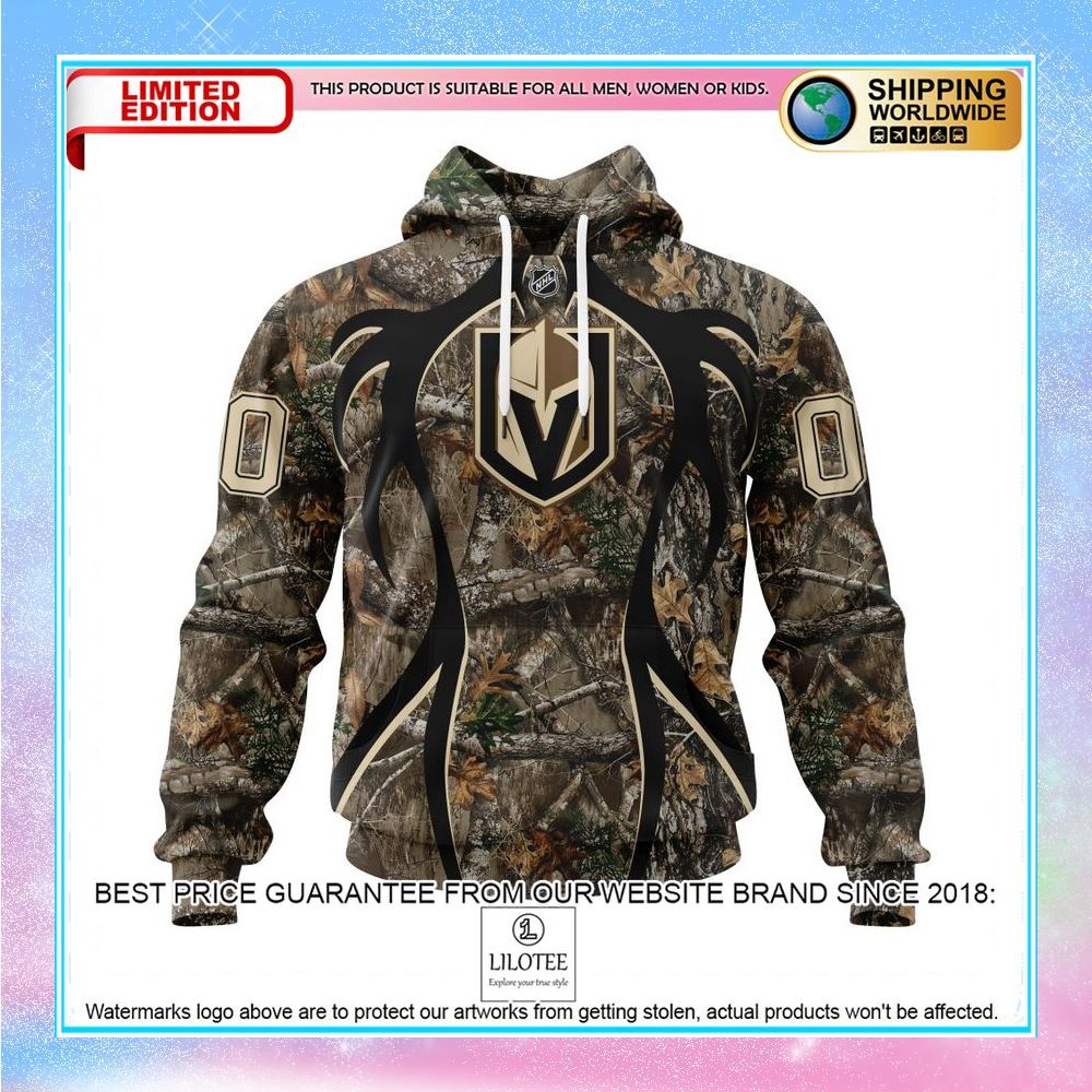 personalized nhl vegas golden knights hunting realtree camo shirt hoodie 1 777