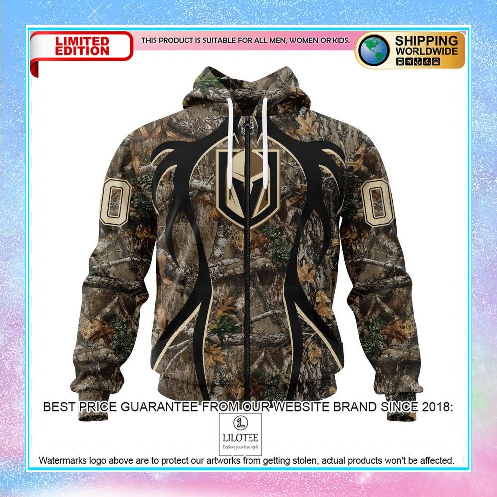 personalized nhl vegas golden knights hunting realtree camo shirt hoodie 2 136