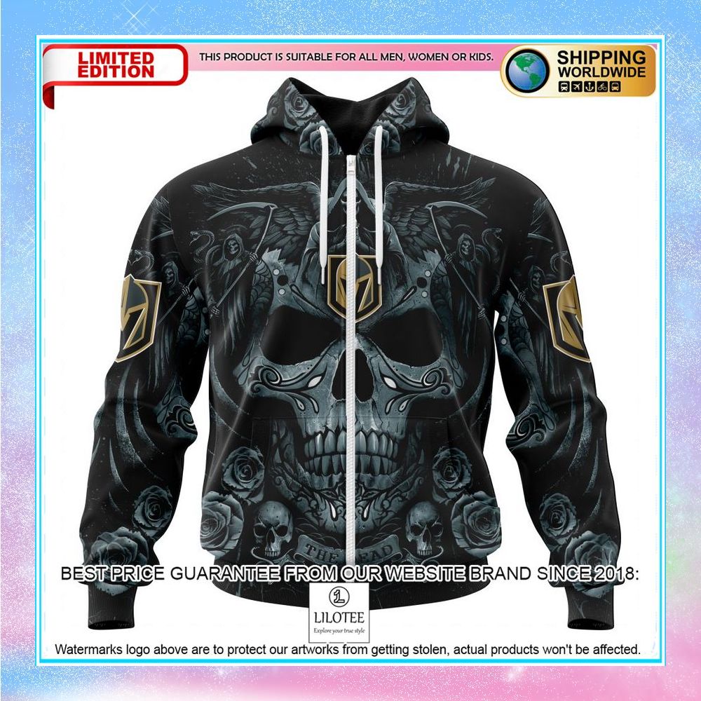 personalized nhl vegas golden knights skull art shirt hoodie 2 402