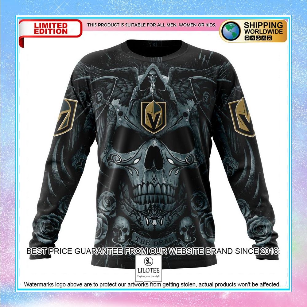 personalized nhl vegas golden knights skull art shirt hoodie 6 122