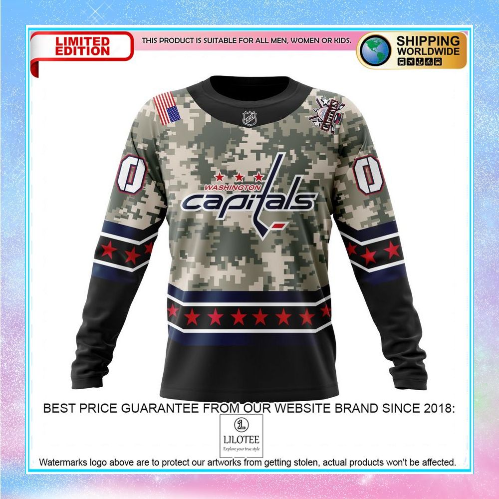 personalized nhl washington capitals honor military with camo shirt hoodie 6 395