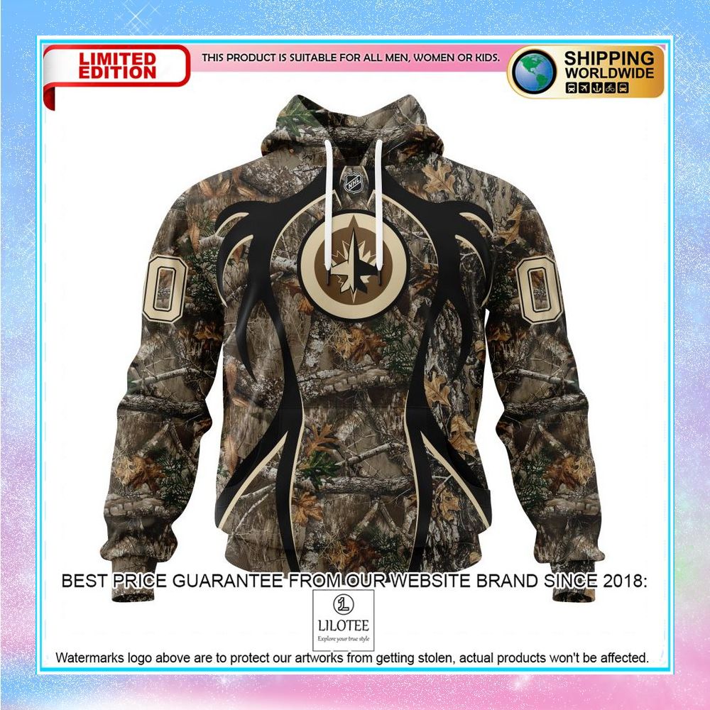 personalized nhl winnipeg jets hunting realtree camo shirt hoodie 1 782