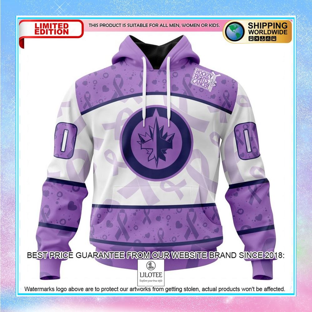personalized nhl winnipeg jets lavender fight cancer shirt hoodie 1 414