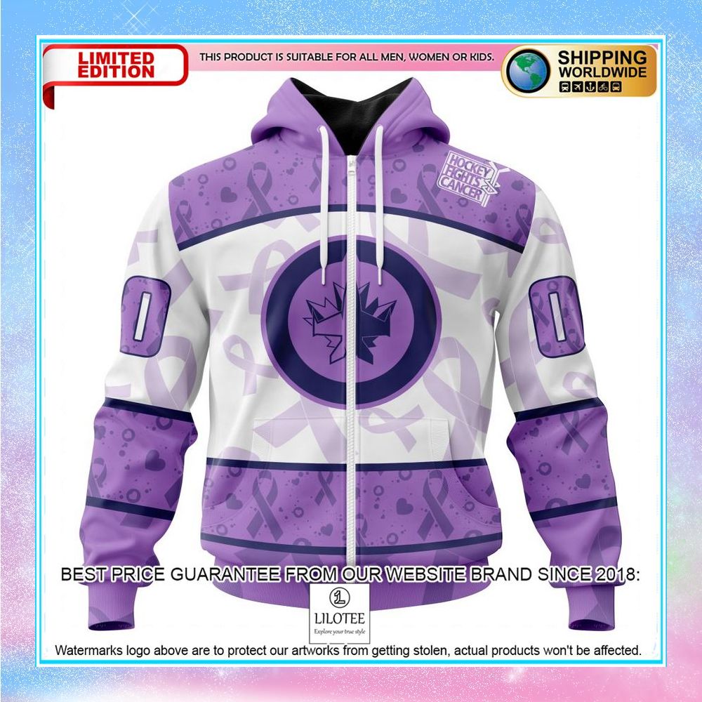 personalized nhl winnipeg jets lavender fight cancer shirt hoodie 2 473
