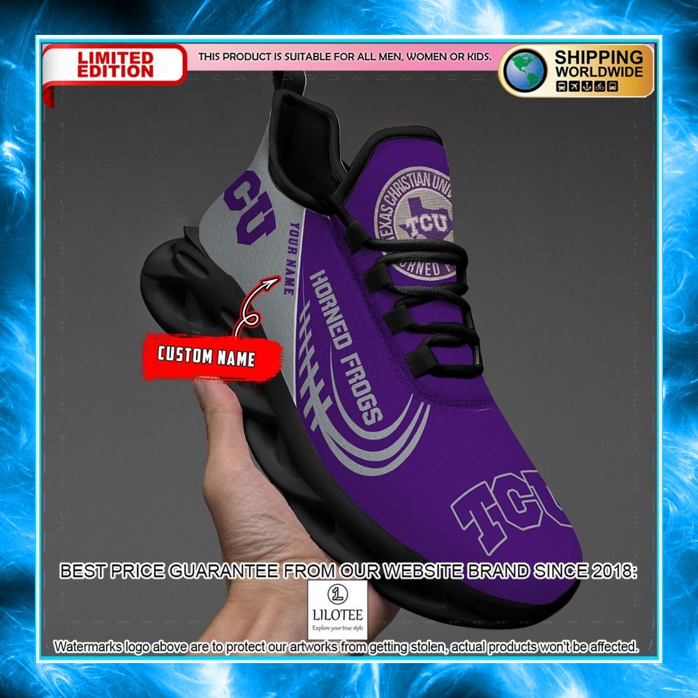 personalized tcu horned frogs max soul shoes 2 921
