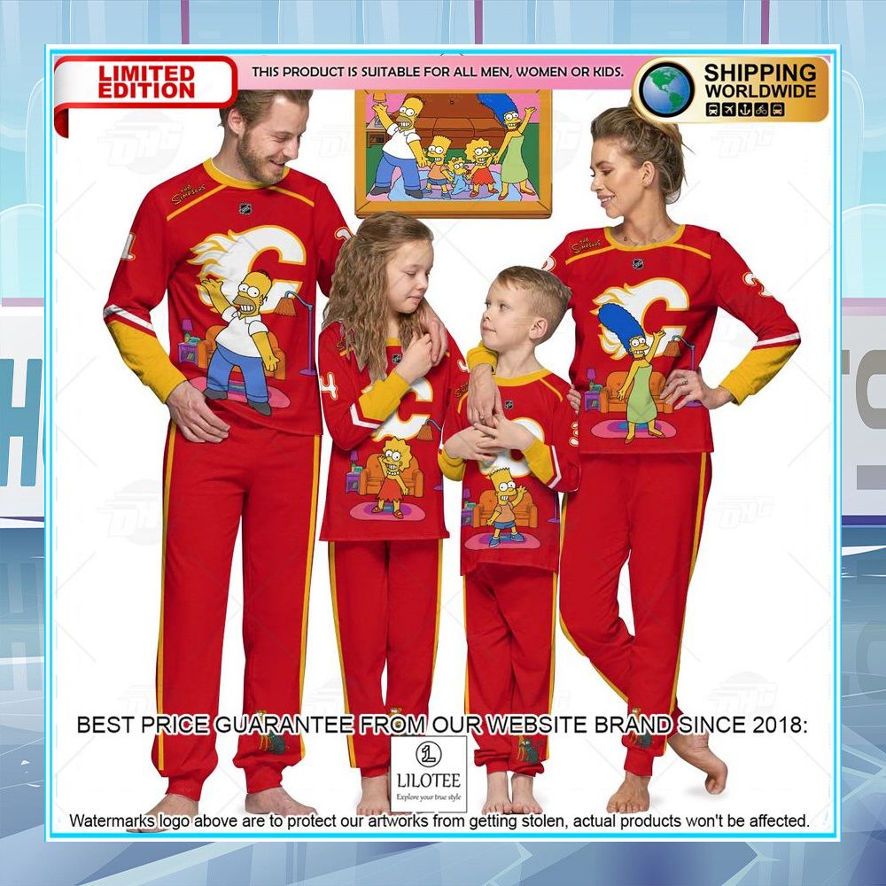 personalized the simpsons calgary flames pajama sets 1 428