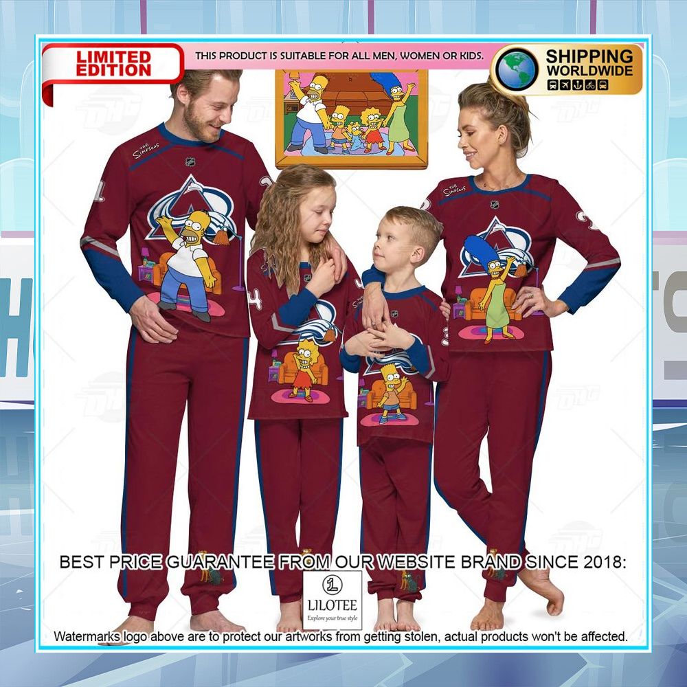 personalized the simpsons colorado avalanche pajama sets 1 290