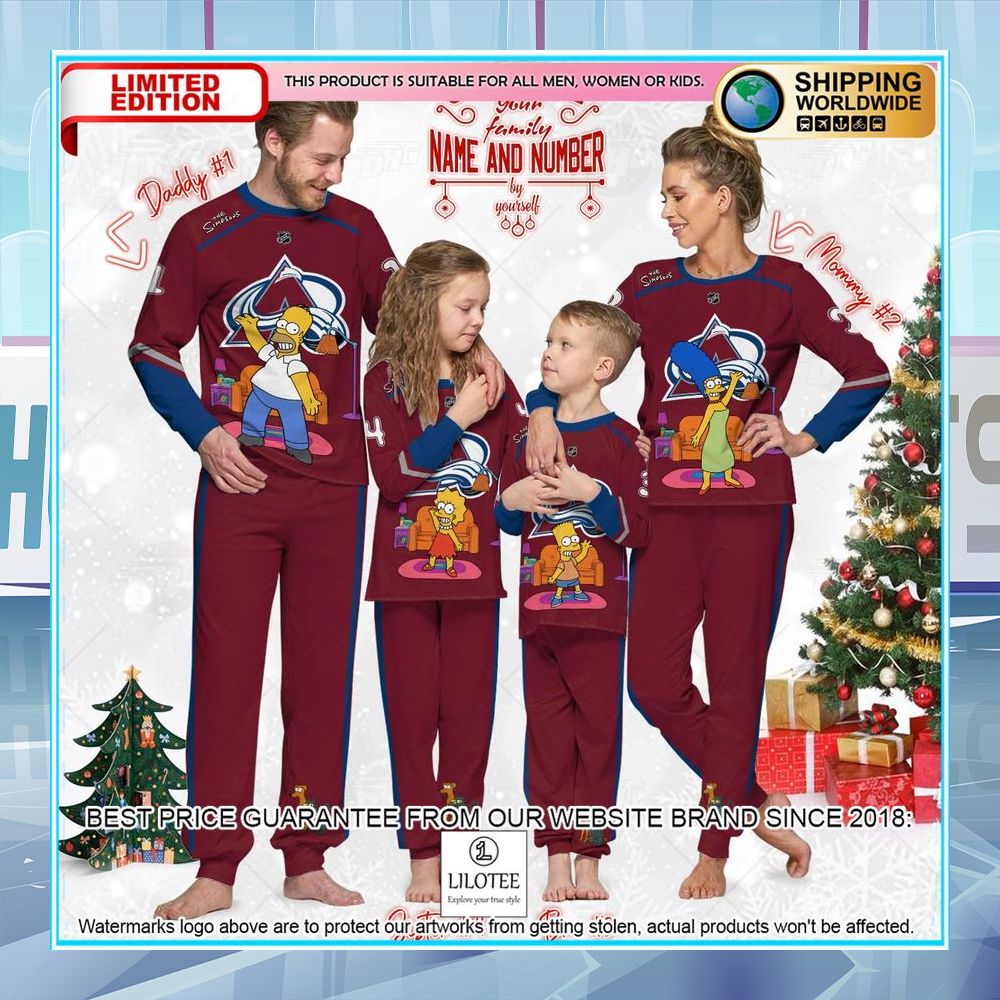 personalized the simpsons colorado avalanche pajama sets 2 139