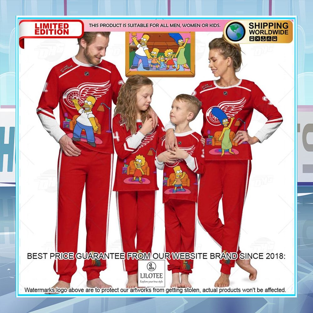 personalized the simpsons detroit red wings pajama sets 1 435