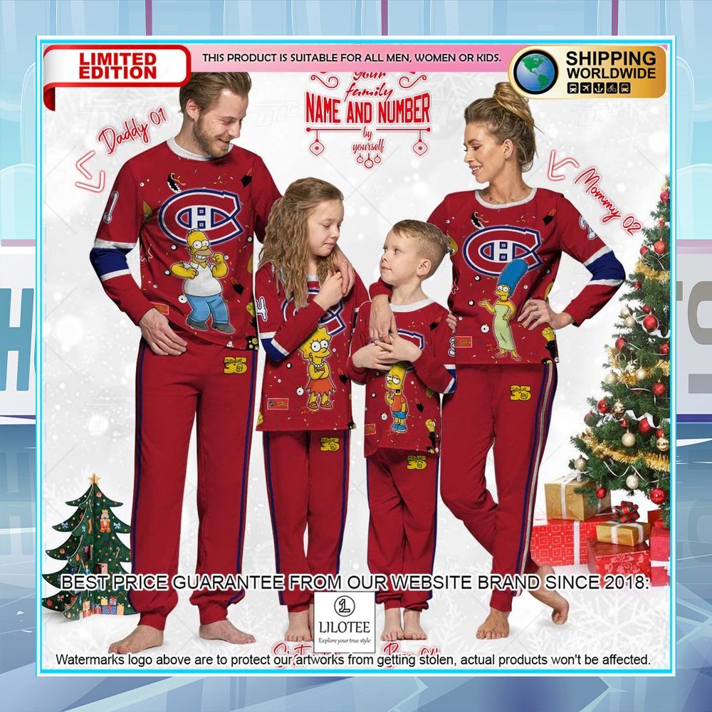 personalized the simpsons montreal canadiens pajama sets 2 297