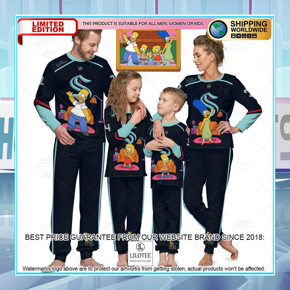 personalized the simpsons seattle kraken pajama sets 1 242