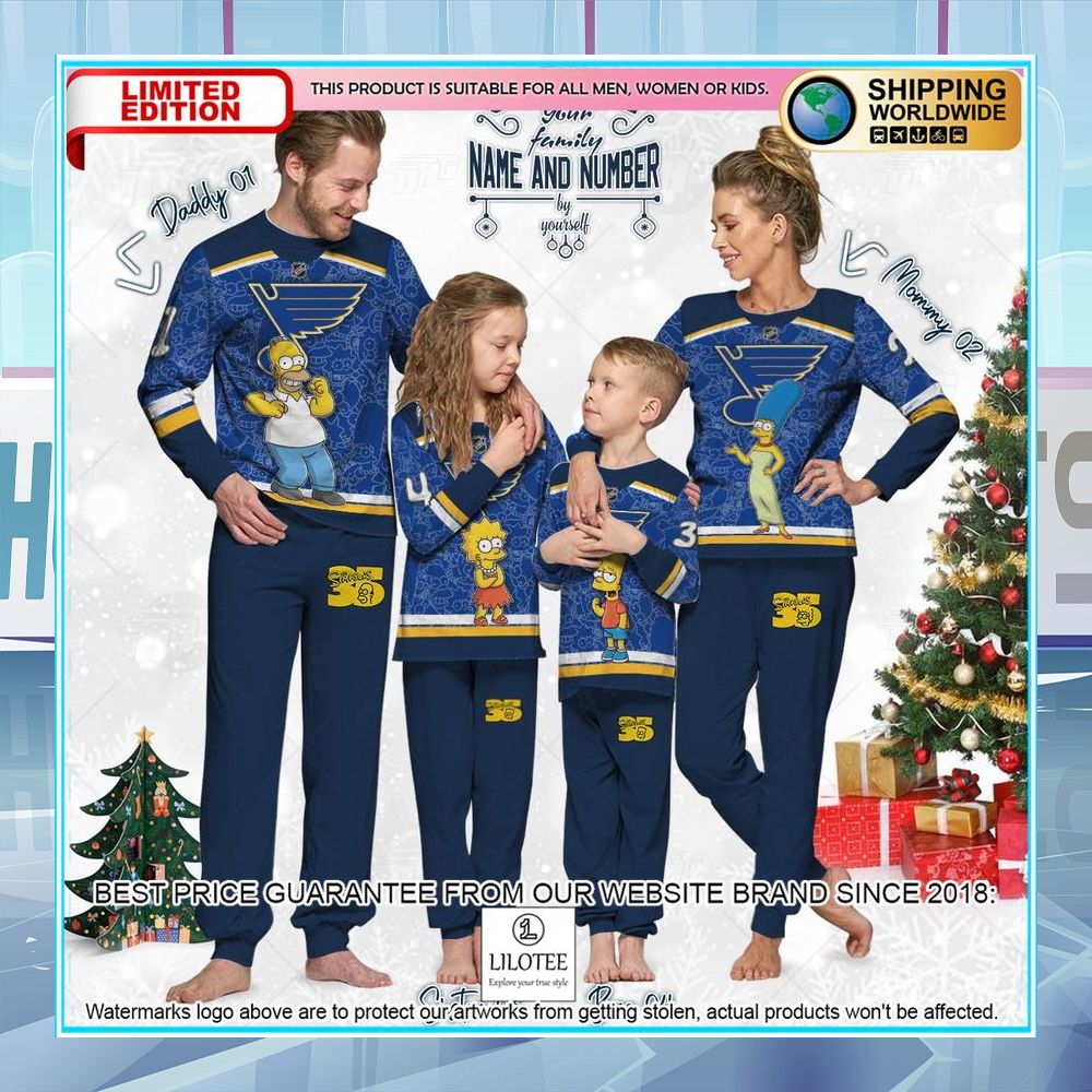 personalized the simpsons st louis blues pajama sets 2 500