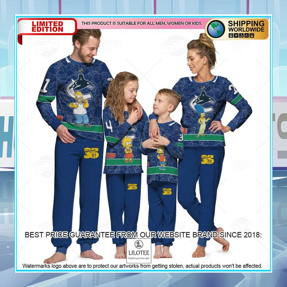 personalized the simpsons vancouver canucks pajama sets 1 507
