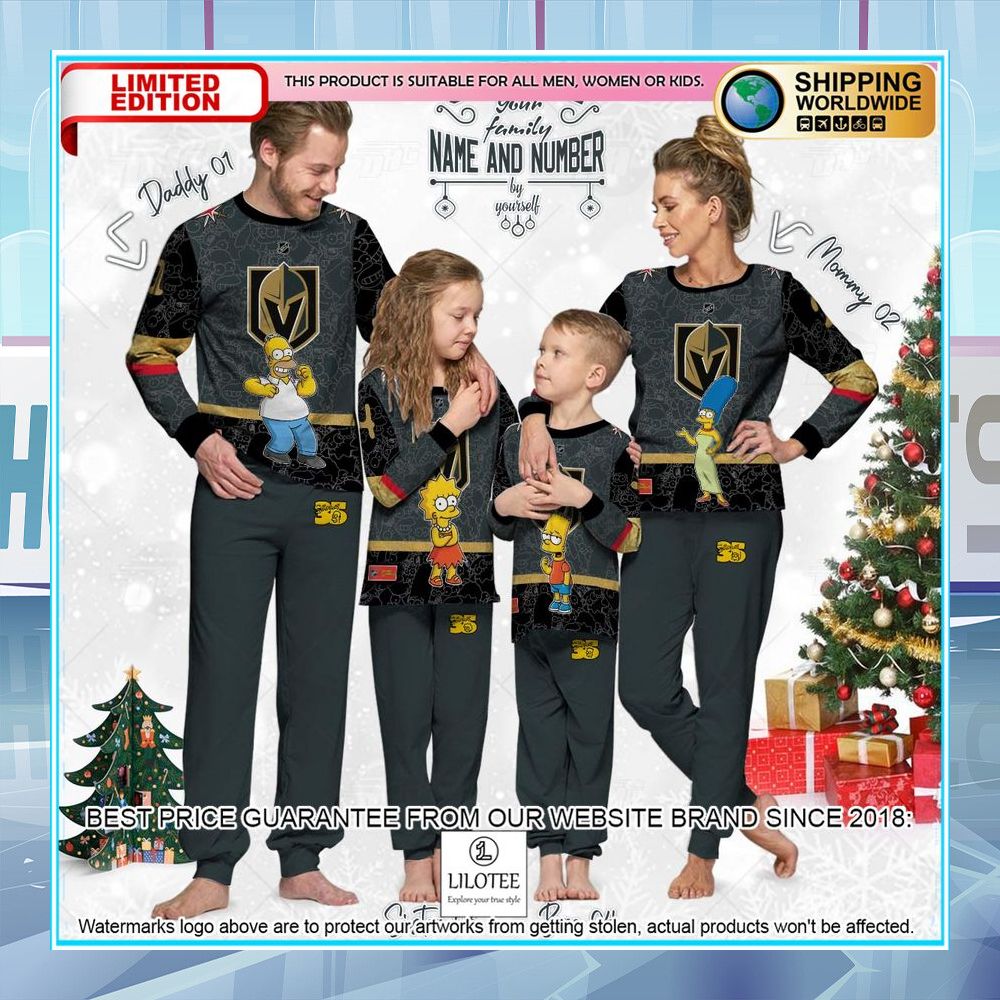 personalized the simpsons vegas golden knights pajama sets 2 137