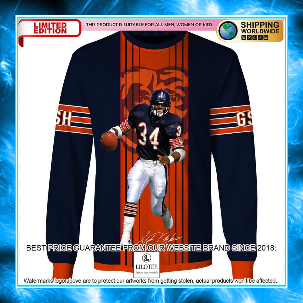 personalized walter payton chicago bears 3d shirt hoodie 5 352