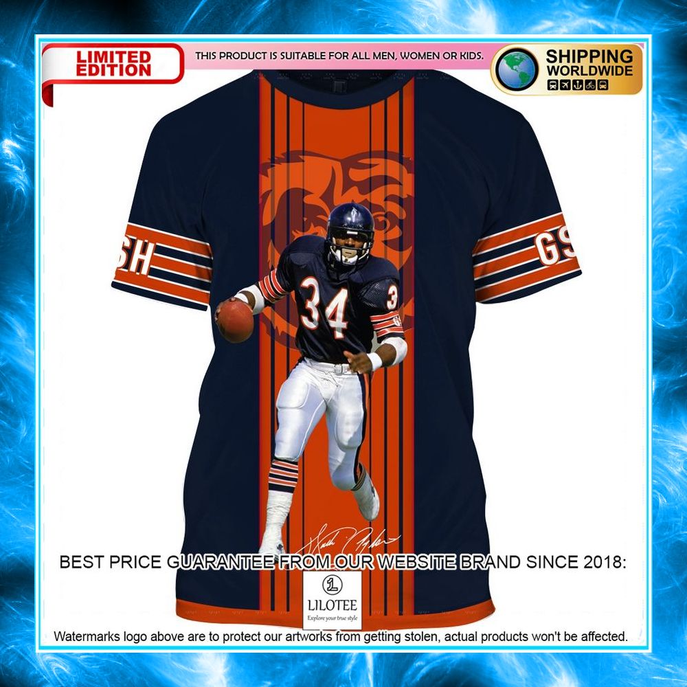 personalized walter payton chicago bears 3d shirt hoodie 7 487