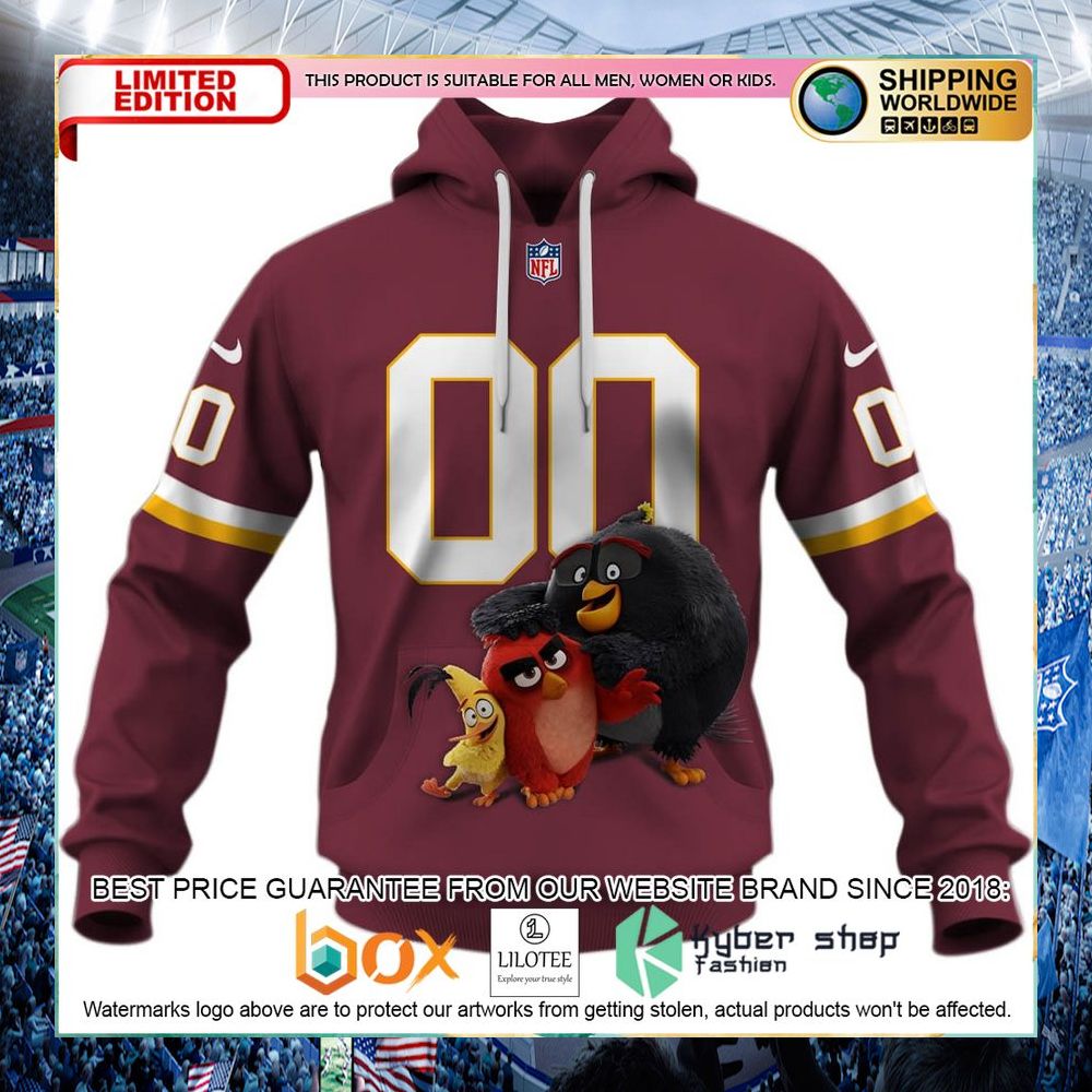personalized washington redskins nfl x angry birds hoodie shirt 1 923
