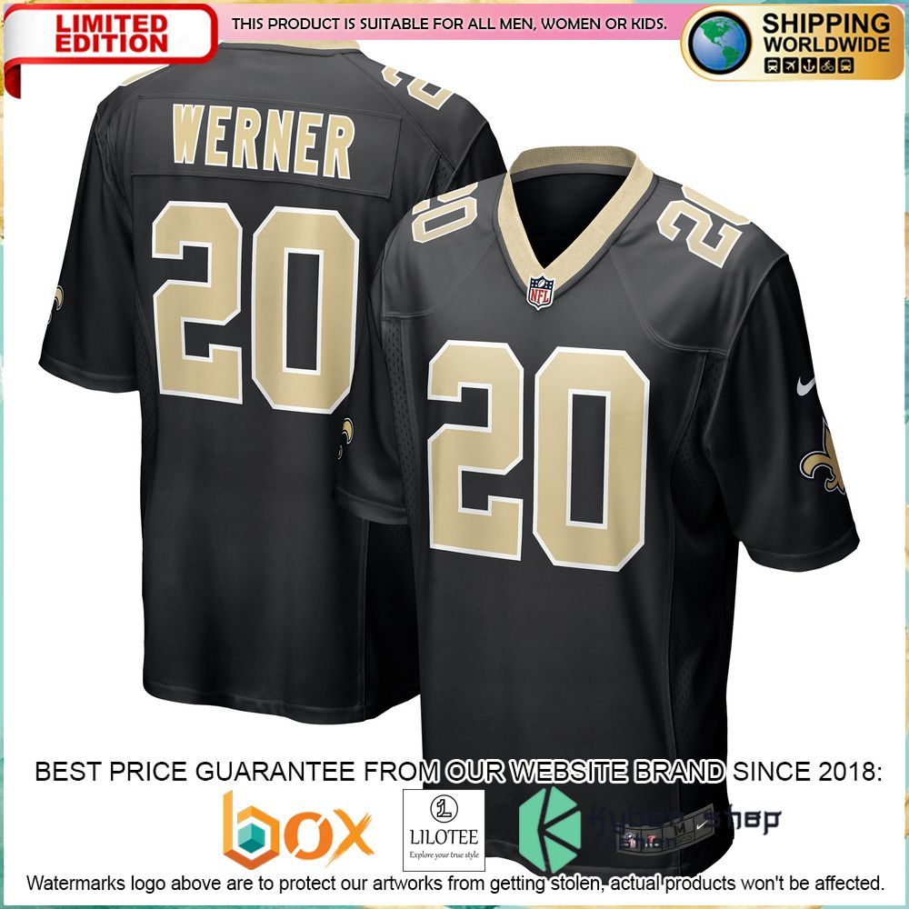 pete werner new orleans saints nike black football jersey 1 724
