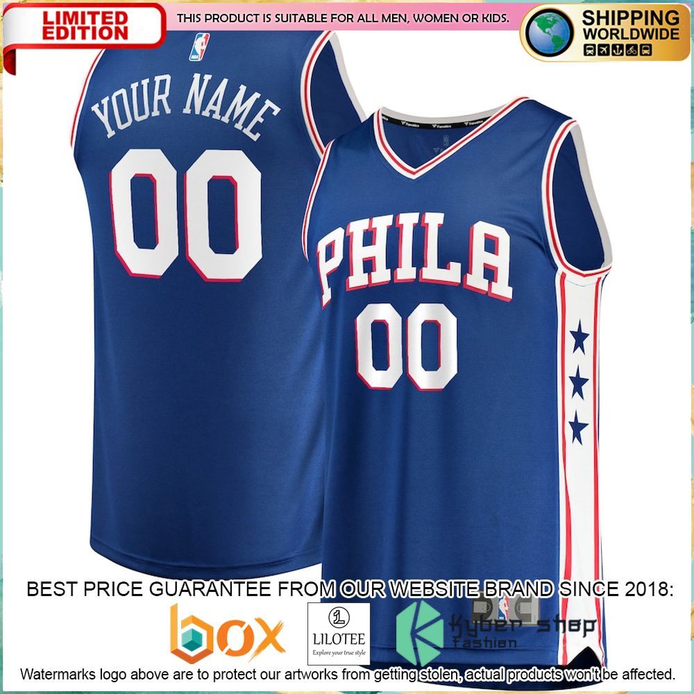 philadelphia 76ers custom royal basketball jersey 1 166