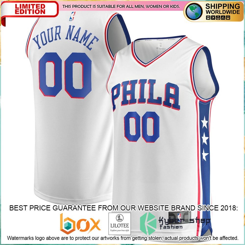 philadelphia 76ers custom white basketball jersey 1 80