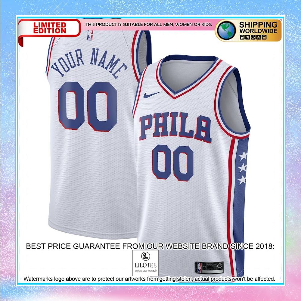 philadelphia 76ers nike 2020 21 custom white basketball jersey 1 173