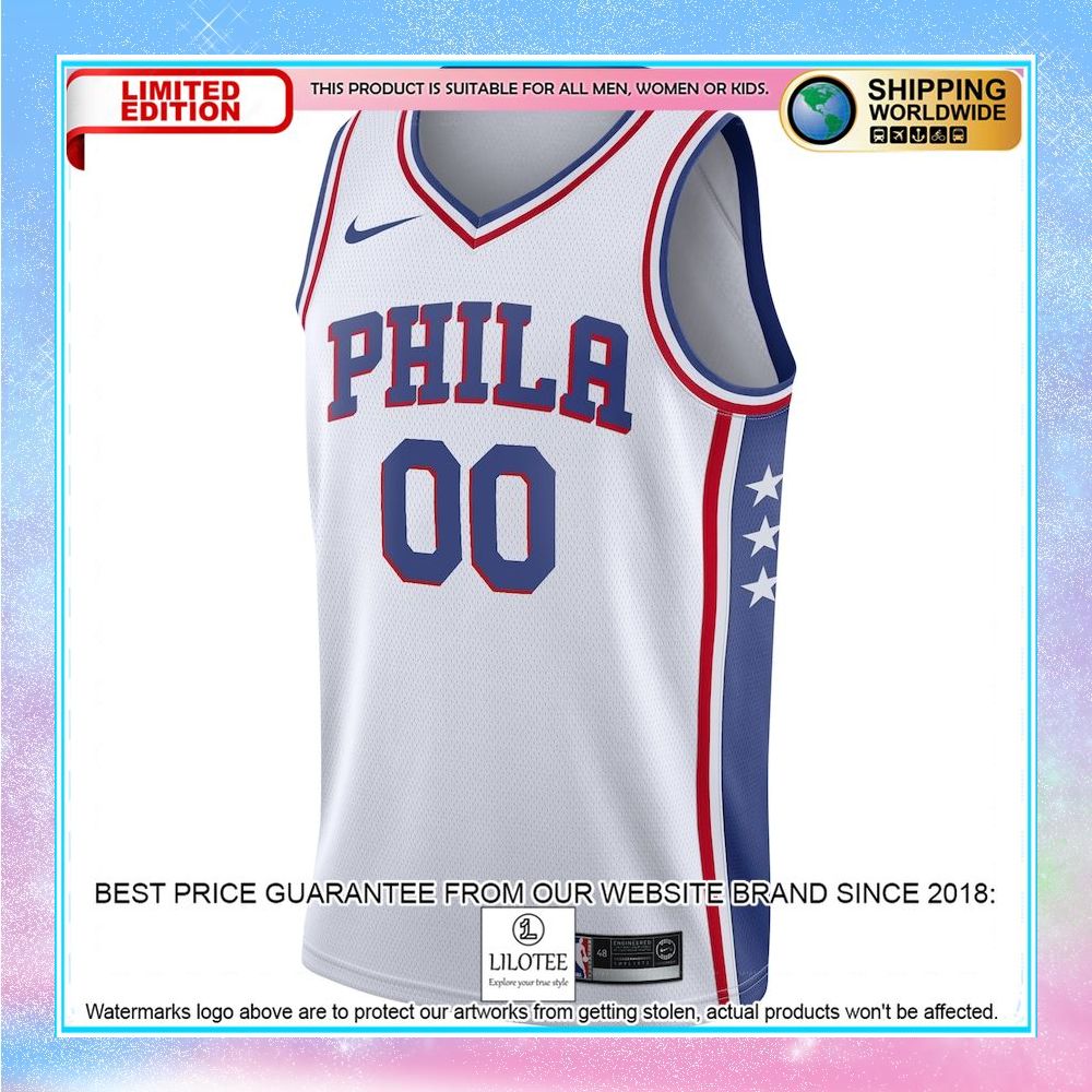 philadelphia 76ers nike 2020 21 custom white basketball jersey 2 37