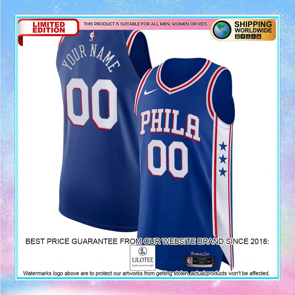 philadelphia 76ers nike custom royal basketball jersey 1 365