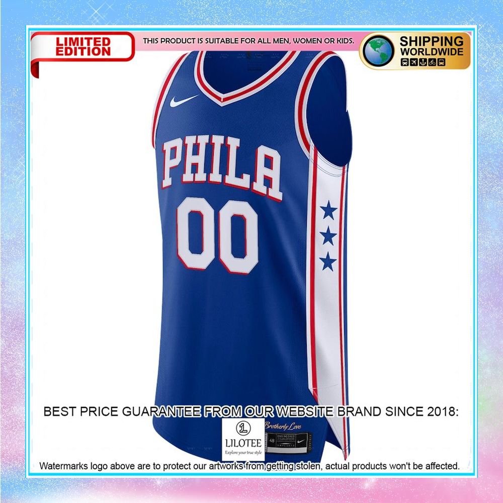 philadelphia 76ers nike custom royal basketball jersey 2 272