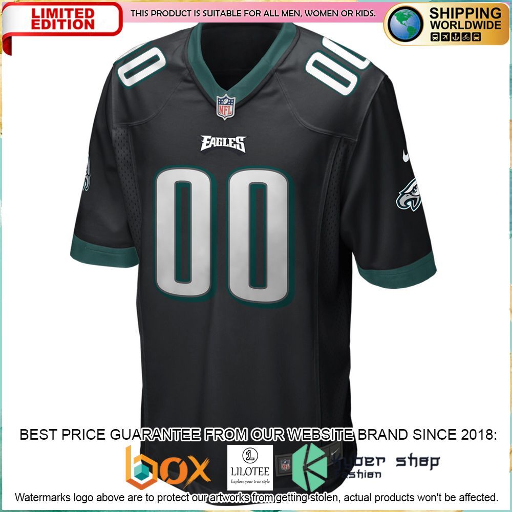 philadelphia eagles nike alternate custom black football jersey 2 654