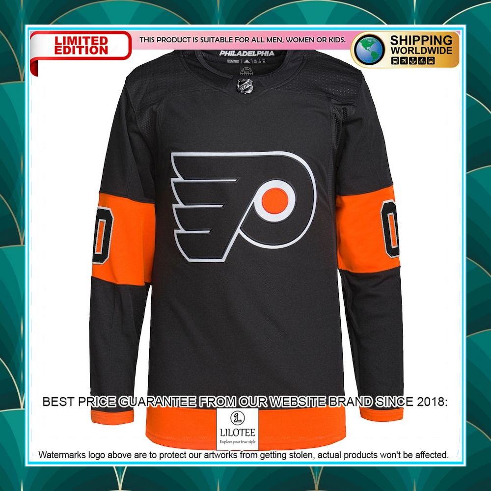 philadelphia flyers adidas alternate primegreen pro custom black hockey jersey 2 442