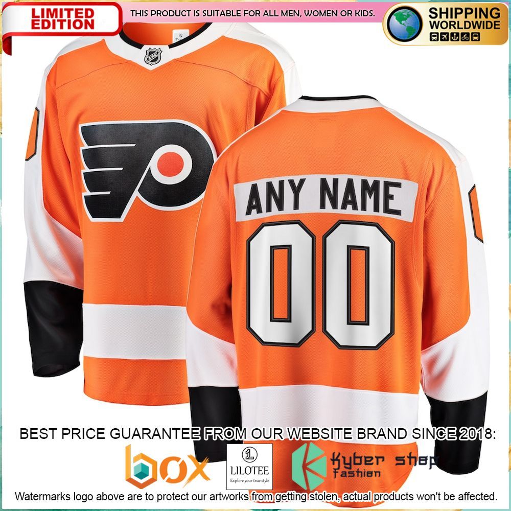 philadelphia flyers fanatics branded home custom orange hockey jersey 1 60