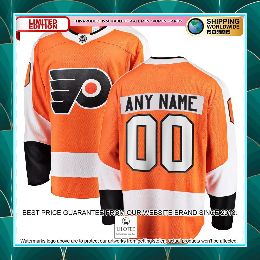 philadelphia flyers home custom orange hockey jersey 1 670
