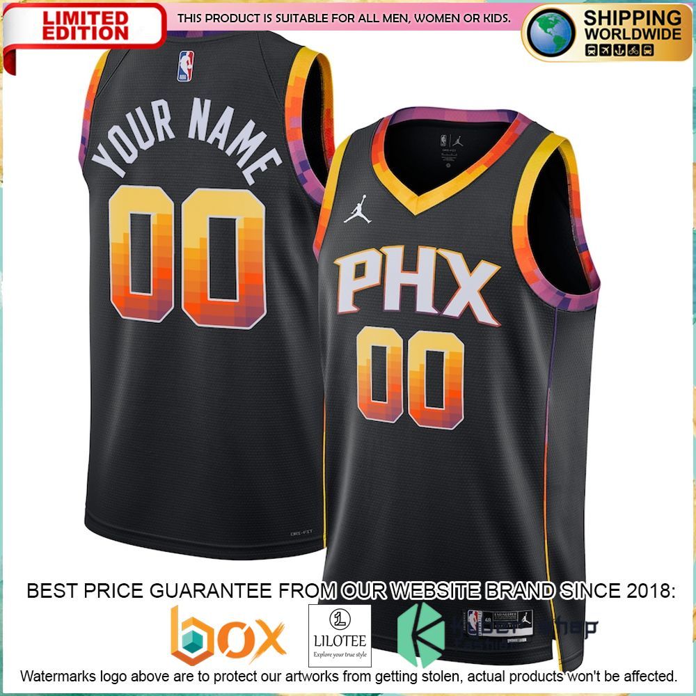 phoenix suns jordan brand 2022 23 custom black basketball jersey 1 87