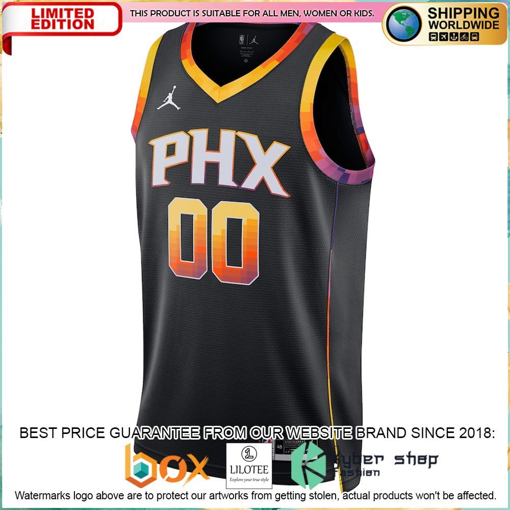 phoenix suns jordan brand 2022 23 custom black basketball jersey 2 596