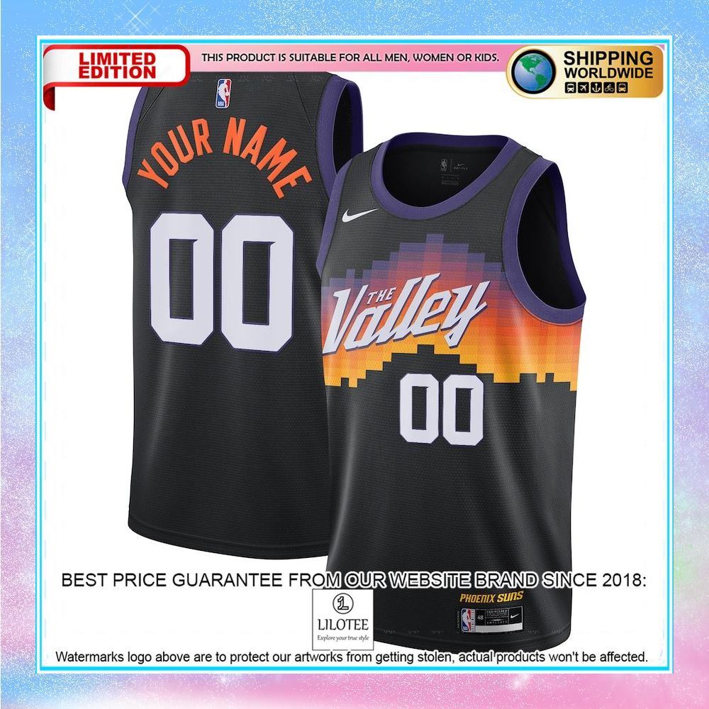 phoenix suns nike 2020 21 custom black city edition basketball jersey 1 359