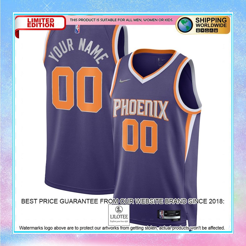 phoenix suns nike 2021 22 diamond custom purple basketball jersey 1 960