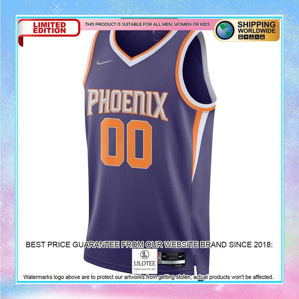 phoenix suns nike 2021 22 diamond custom purple basketball jersey 2 322