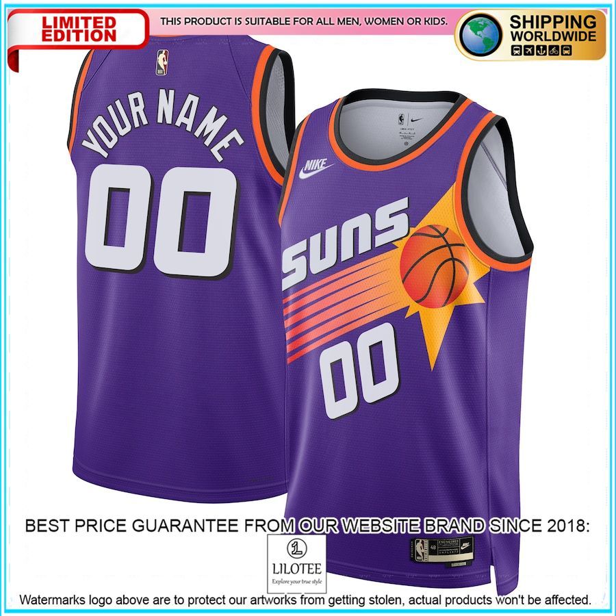 phoenix suns nike 2022 23 custom purple basketball jersey 1 22