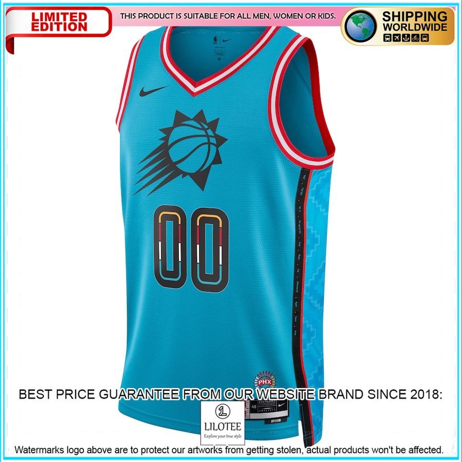 phoenix suns nike 2022 23 custom turquoise basketball jersey 2 32