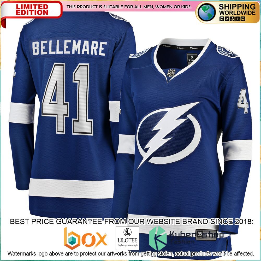 pierre edouard bellemare tampa bay lightning womens blue hockey jersey 1 575