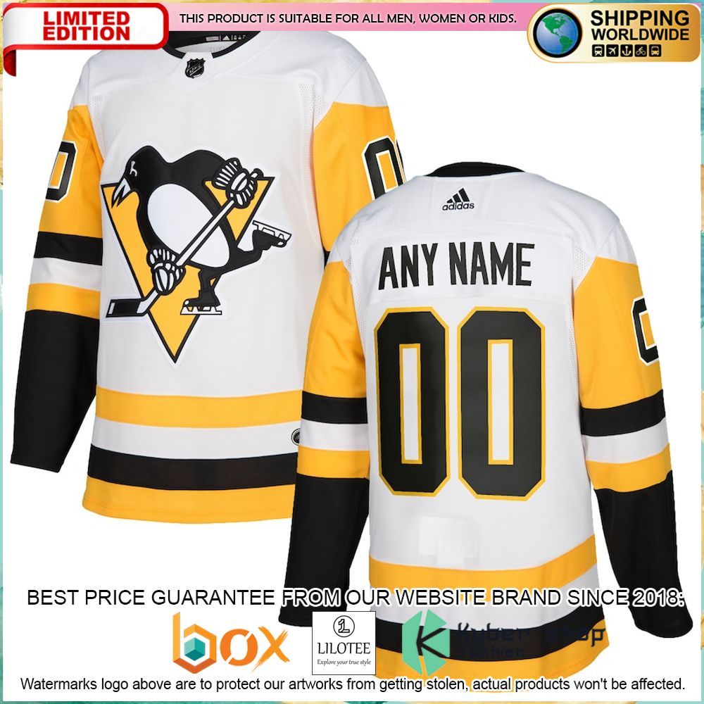 pittsburgh penguins adidas custom white hockey jersey 1 364