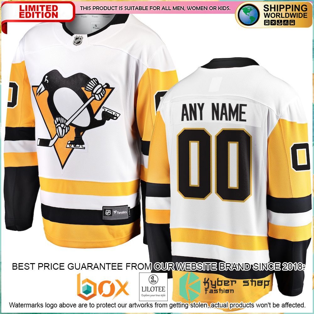 pittsburgh penguins fanatics branded away custom white hockey jersey 1 103